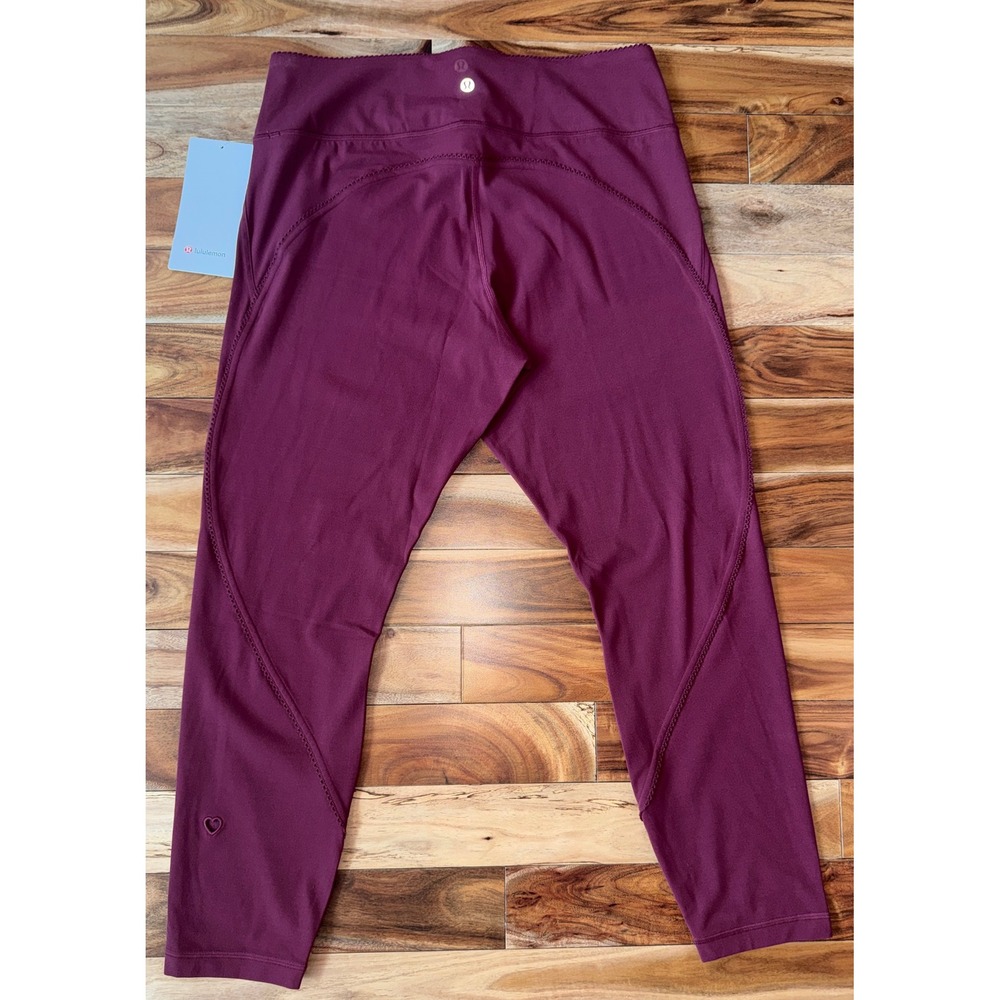 Lululemon Groove No Line HR Tight 25" Heart Edition in Burgundy Bay Size 14 NWT - Picture 2 of 7